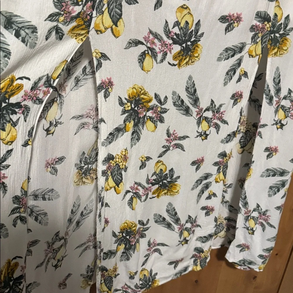 Rue 21 tie front lemon maxi dress 🍋 Womens XL 2 slit front Resort vacation Beach - Picture 8 of 15